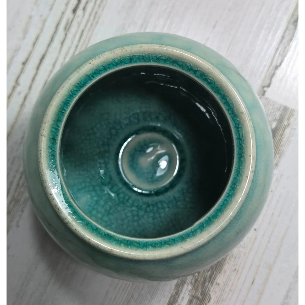 Jars France Tourron Jade Sugar Bowl With Lid Turquoise Teal Stonewear EUC